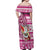 Custom Hawaii Mele Kalikimaka Off Shoulder Maxi Dress Santa Claus Surfing with Hawaiian Pattern Striped Pink Style LT03 - Polynesian Pride