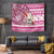 Custom Hawaii Mele Kalikimaka Tapestry Santa Claus Surfing with Hawaiian Pattern Striped Pink Style LT03 Pink - Polynesian Pride