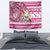 Custom Hawaii Mele Kalikimaka Tapestry Santa Claus Surfing with Hawaiian Pattern Striped Pink Style LT03 - Polynesian Pride