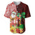 Hawaii Mele Kalikimaka Baseball Jersey Santa Claus and Hula Girl Tropical Folwer with Hawaiian Pattern LT03 Red - Polynesian Pride