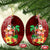 Hawaii Mele Kalikimaka Ceramic Ornament Santa Claus and Hula Girl Tropical Folwer with Hawaiian Pattern LT03 Oval Red - Polynesian Pride