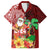 Hawaii Mele Kalikimaka Family Matching Off Shoulder Short Dress and Hawaiian Shirt Santa Claus and Hula Girl Tropical Folwer with Hawaiian Pattern LT03 Dad's Shirt - Short Sleeve Red - Polynesian Pride