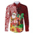 Hawaii Mele Kalikimaka Family Matching Puletasi Dress and Hawaiian Shirt Santa Claus and Hula Girl Tropical Folwer with Hawaiian Pattern LT03 Dad's Shirt - Long Sleeve Red - Polynesian Pride