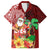 Hawaii Mele Kalikimaka Family Matching Short Sleeve Bodycon Dress and Hawaiian Shirt Santa Claus and Hula Girl Tropical Folwer with Hawaiian Pattern LT03 Dad's Shirt - Short Sleeve Red - Polynesian Pride