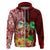 Hawaii Mele Kalikimaka Hoodie Santa Claus and Hula Girl Tropical Folwer with Hawaiian Pattern LT03 Zip Hoodie Red - Polynesian Pride