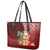 Hawaii Mele Kalikimaka Leather Tote Bag Santa Claus and Hula Girl Tropical Folwer with Hawaiian Pattern LT03 - Polynesian Pride