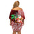 Hawaii Mele Kalikimaka Off Shoulder Short Dress Santa Claus and Hula Girl Tropical Folwer with Hawaiian Pattern LT03 - Polynesian Pride