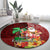 Hawaii Mele Kalikimaka Round Carpet Santa Claus and Hula Girl Tropical Folwer with Hawaiian Pattern LT03 - Polynesian Pride