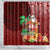 Hawaii Mele Kalikimaka Shower Curtain Santa Claus and Hula Girl Tropical Folwer with Hawaiian Pattern LT03 - Polynesian Pride