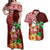 Custom Hawaii Mele Kalikimaka Couples Matching Off Shoulder Maxi Dress and Hawaiian Shirt Santa Claus and Hula Girl Tropical Folwer with Hawaiian Pattern LT03 Red - Polynesian Pride