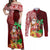 Custom Hawaii Mele Kalikimaka Couples Matching Off Shoulder Maxi Dress and Long Sleeve Button Shirt Santa Claus and Hula Girl Tropical Folwer with Hawaiian Pattern LT03 Red - Polynesian Pride