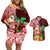 Custom Hawaii Mele Kalikimaka Couples Matching Off Shoulder Short Dress and Hawaiian Shirt Santa Claus and Hula Girl Tropical Folwer with Hawaiian Pattern LT03 Red - Polynesian Pride