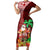 Custom Hawaii Mele Kalikimaka Family Matching Short Sleeve Bodycon Dress and Hawaiian Shirt Santa Claus and Hula Girl Tropical Folwer with Hawaiian Pattern LT03 Mom's Dress Red - Polynesian Pride