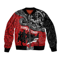 Aotearoa Toitu Te Tiriti Bomber Jacket Honoring Te Tiriti o Waitangi Maori Haka LT03 Unisex Red - Polynesian Pride