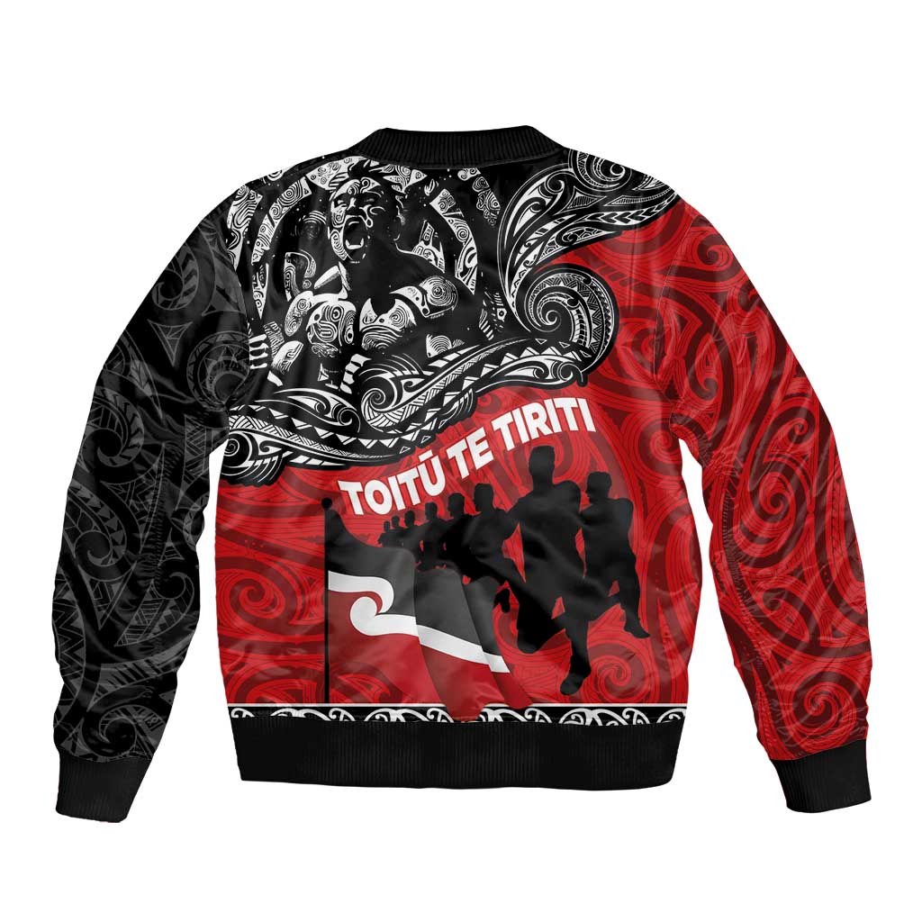 Aotearoa Toitu Te Tiriti Bomber Jacket Honoring Te Tiriti o Waitangi Maori Haka LT03 - Polynesian Pride