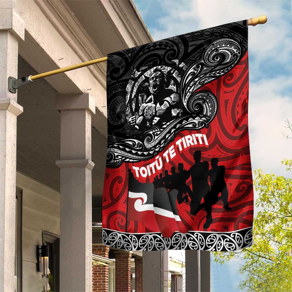 Aotearoa Toitu Te Tiriti Garden Flag Honoring Te Tiriti o Waitangi Maori Haka LT03 House Flag Red - Polynesian Pride