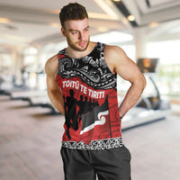 Aotearoa Toitu Te Tiriti Men Tank Top Honoring Te Tiriti o Waitangi Maori Haka LT03 Red - Polynesian Pride