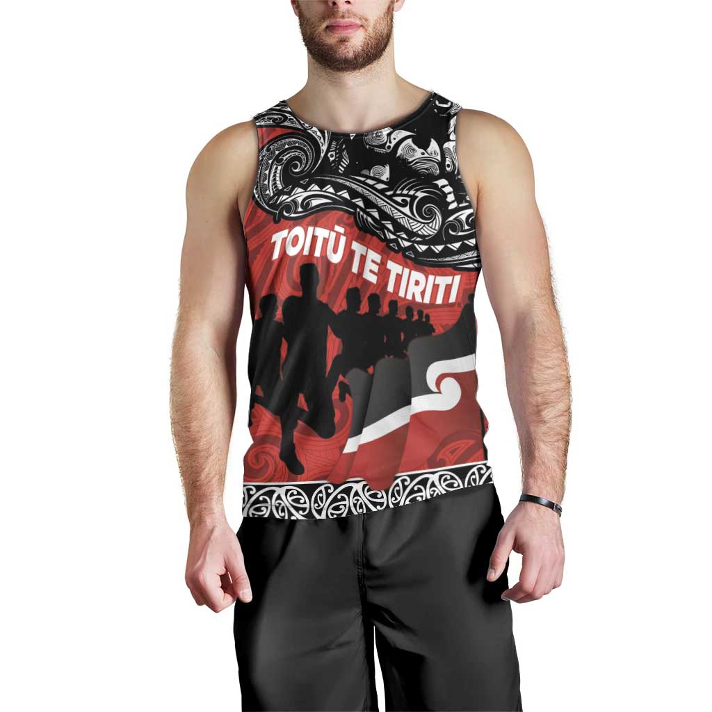 Aotearoa Toitu Te Tiriti Men Tank Top Honoring Te Tiriti o Waitangi Maori Haka LT03 - Polynesian Pride