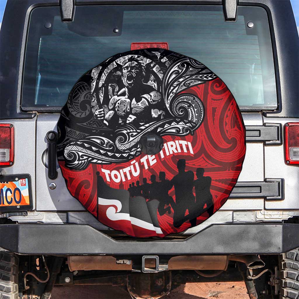 Aotearoa Toitu Te Tiriti Spare Tire Cover Honoring Te Tiriti o Waitangi Maori Haka