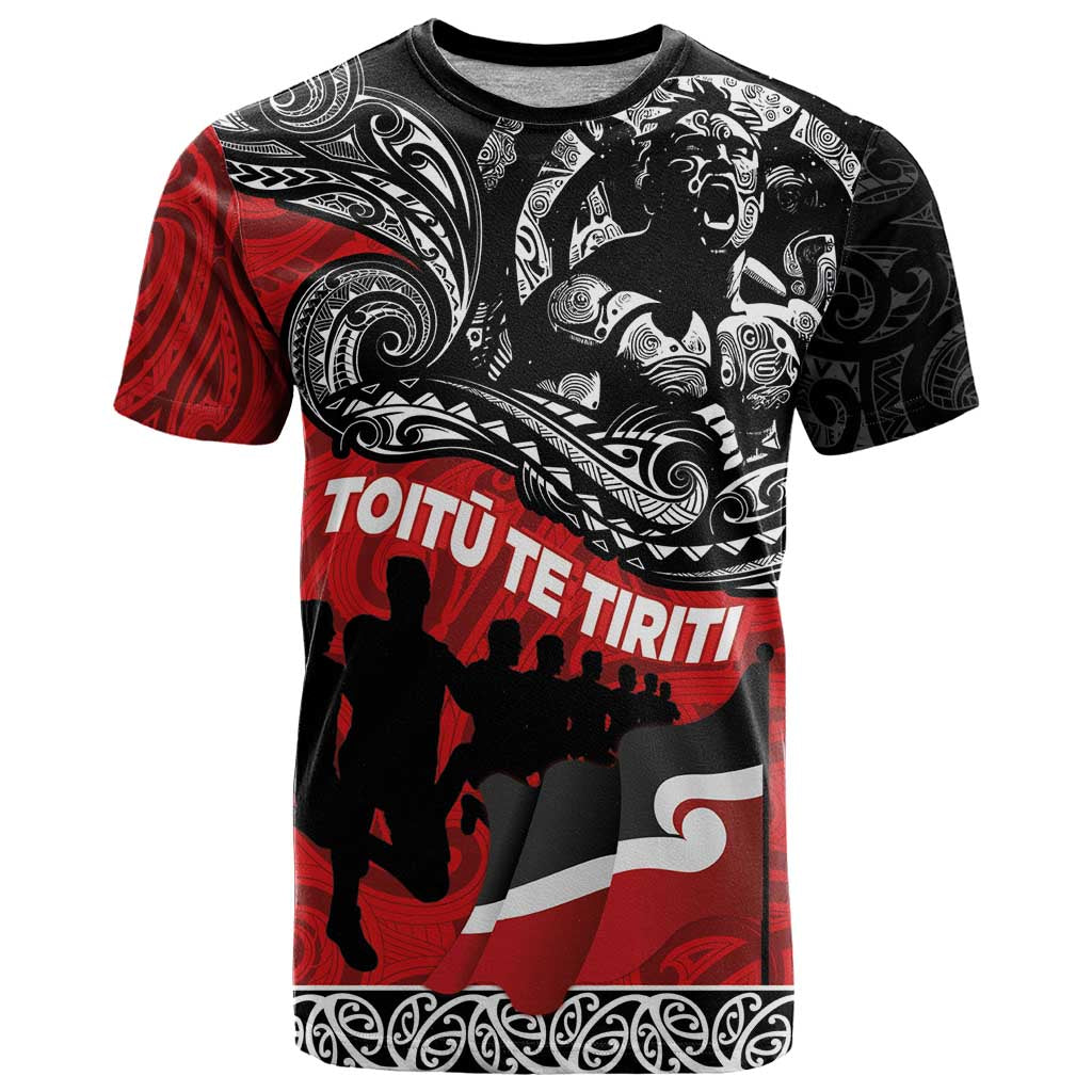 Aotearoa Toitu Te Tiriti T Shirt Honoring Te Tiriti o Waitangi Maori Haka LT03 Red - Polynesian Pride