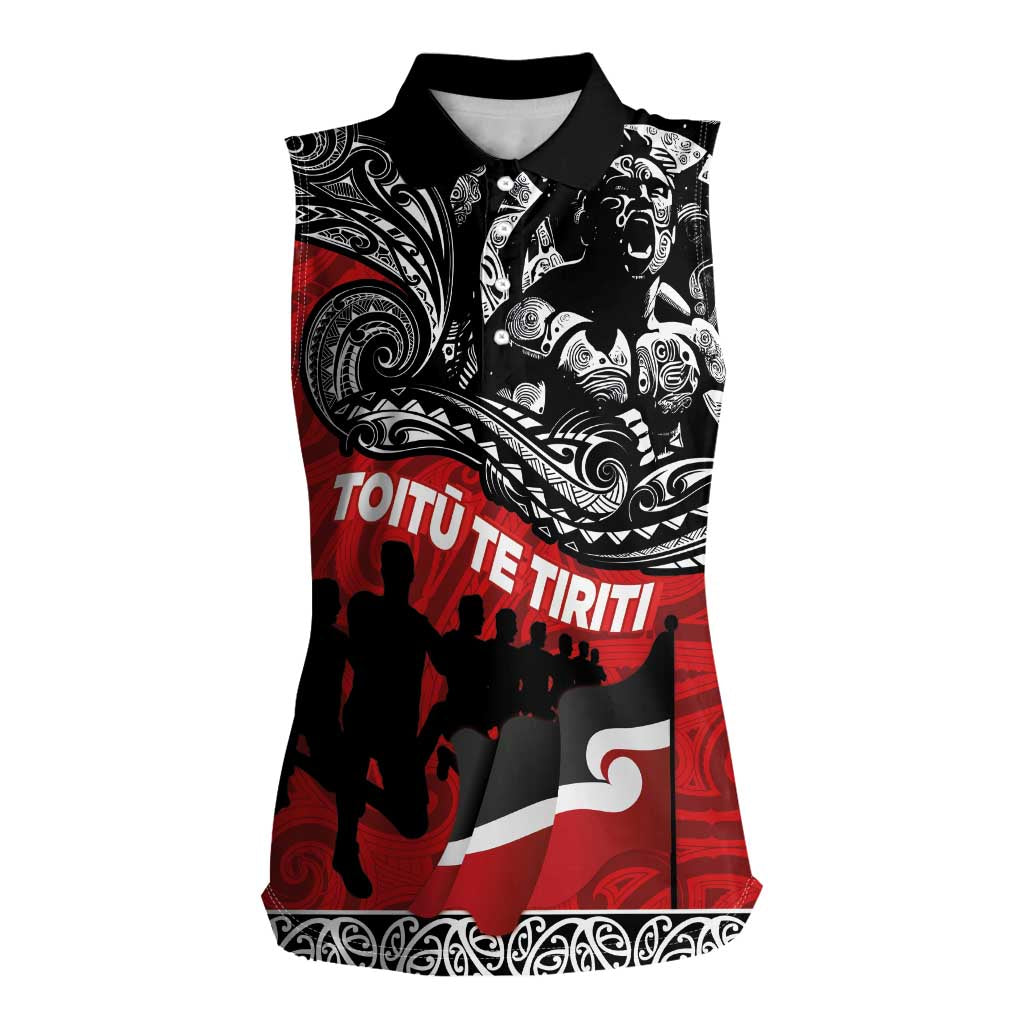 Aotearoa Toitu Te Tiriti Women Sleeveless Polo Shirt Honoring Te Tiriti o Waitangi Maori Haka