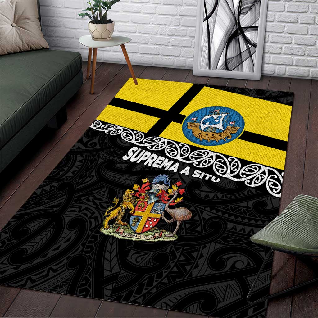 New Zealand Wellington Area Rug The Capital's Emblems Flag and Koru Art