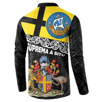 New Zealand Wellington Button Sweatshirt The Capital's Emblems Flag and Koru Art LT03 - Polynesian Pride