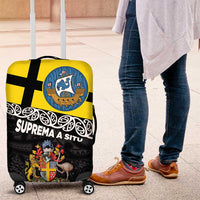 New Zealand Wellington Luggage Cover The Capital's Emblems Flag and Koru Art LT03 Black - Polynesian Pride