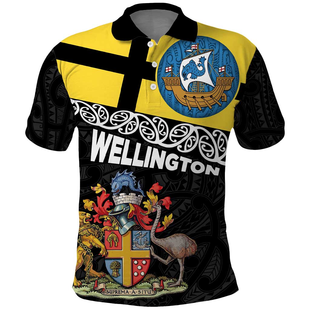 New Zealand Wellington Polo Shirt The Capital's Emblems Flag and Koru Art