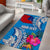 Personalised Samoa Coat Of Arms Area Rug Tropical Flower Blue Polynesian Pattern LT03 - Polynesian Pride