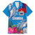 Personalised Samoa Coat Of Arms Family Matching Off Shoulder Short Dress and Hawaiian Shirt Tropical Flower Blue Polynesian Pattern LT03 Dad's Shirt - Short Sleeve Blue - Polynesian Pride