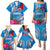 Personalised Samoa Coat Of Arms Family Matching Puletasi Dress and Hawaiian Shirt Tropical Flower Blue Polynesian Pattern LT03 - Polynesian Pride