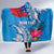 Personalised Samoa Coat Of Arms Hooded Blanket Tropical Flower Blue Polynesian Pattern LT03 - Polynesian Pride