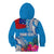 Personalised Samoa Coat Of Arms Kid Hoodie Tropical Flower Blue Polynesian Pattern LT03 - Polynesian Pride