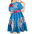 Personalised Samoa Coat Of Arms Kid Short Sleeve Dress Tropical Flower Blue Polynesian Pattern LT03 - Polynesian Pride