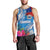 Personalised Samoa Coat Of Arms Men Tank Top Tropical Flower Blue Polynesian Pattern LT03 - Polynesian Pride