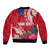 Personalised Samoa Coat Of Arms Bomber Jacket Tropical Flower Red Polynesian Pattern LT03 - Polynesian Pride