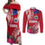 Personalised Samoa Coat Of Arms Couples Matching Off Shoulder Maxi Dress and Long Sleeve Button Shirt Tropical Flower Red Polynesian Pattern LT03 Red - Polynesian Pride