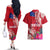 Personalised Samoa Coat Of Arms Couples Matching Off The Shoulder Long Sleeve Dress and Hawaiian Shirt Tropical Flower Red Polynesian Pattern LT03 - Polynesian Pride