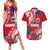 Personalised Samoa Coat Of Arms Couples Matching Summer Maxi Dress and Hawaiian Shirt Tropical Flower Red Polynesian Pattern LT03 Red - Polynesian Pride