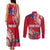 Personalised Samoa Coat Of Arms Couples Matching Tank Maxi Dress and Long Sleeve Button Shirt Tropical Flower Red Polynesian Pattern LT03 - Polynesian Pride