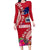 Personalised Samoa Coat Of Arms Family Matching Long Sleeve Bodycon Dress and Hawaiian Shirt Tropical Flower Red Polynesian Pattern LT03 Mom's Dress Red - Polynesian Pride