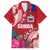 Personalised Samoa Coat Of Arms Family Matching Off Shoulder Maxi Dress and Hawaiian Shirt Tropical Flower Red Polynesian Pattern LT03 Dad's Shirt - Short Sleeve Red - Polynesian Pride