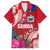 Personalised Samoa Coat Of Arms Family Matching Short Sleeve Bodycon Dress and Hawaiian Shirt Tropical Flower Red Polynesian Pattern LT03 Dad's Shirt - Short Sleeve Red - Polynesian Pride