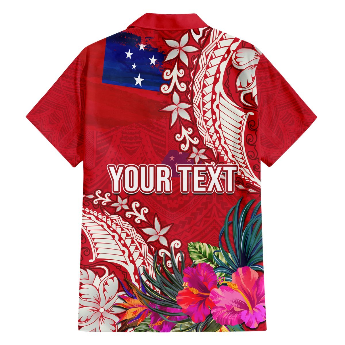 Personalised Samoa Coat Of Arms Hawaiian Shirt Tropical Flower Red Polynesian Pattern LT03 - Polynesian Pride