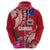 Personalised Samoa Coat Of Arms Hoodie Tropical Flower Red Polynesian Pattern LT03 - Polynesian Pride