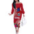 Personalised Samoa Coat Of Arms Off The Shoulder Long Sleeve Dress Tropical Flower Red Polynesian Pattern LT03 Women Red - Polynesian Pride