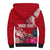 Personalised Samoa Coat Of Arms Sherpa Hoodie Tropical Flower Red Polynesian Pattern LT03 - Polynesian Pride