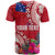 Personalised Samoa Coat Of Arms T Shirt Tropical Flower Red Polynesian Pattern LT03 - Polynesian Pride