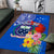 Personalised Samoa Coat Of Arms Area Rug Hibiscus Polynesian Tattoo Pattern LT03 Blue - Polynesian Pride